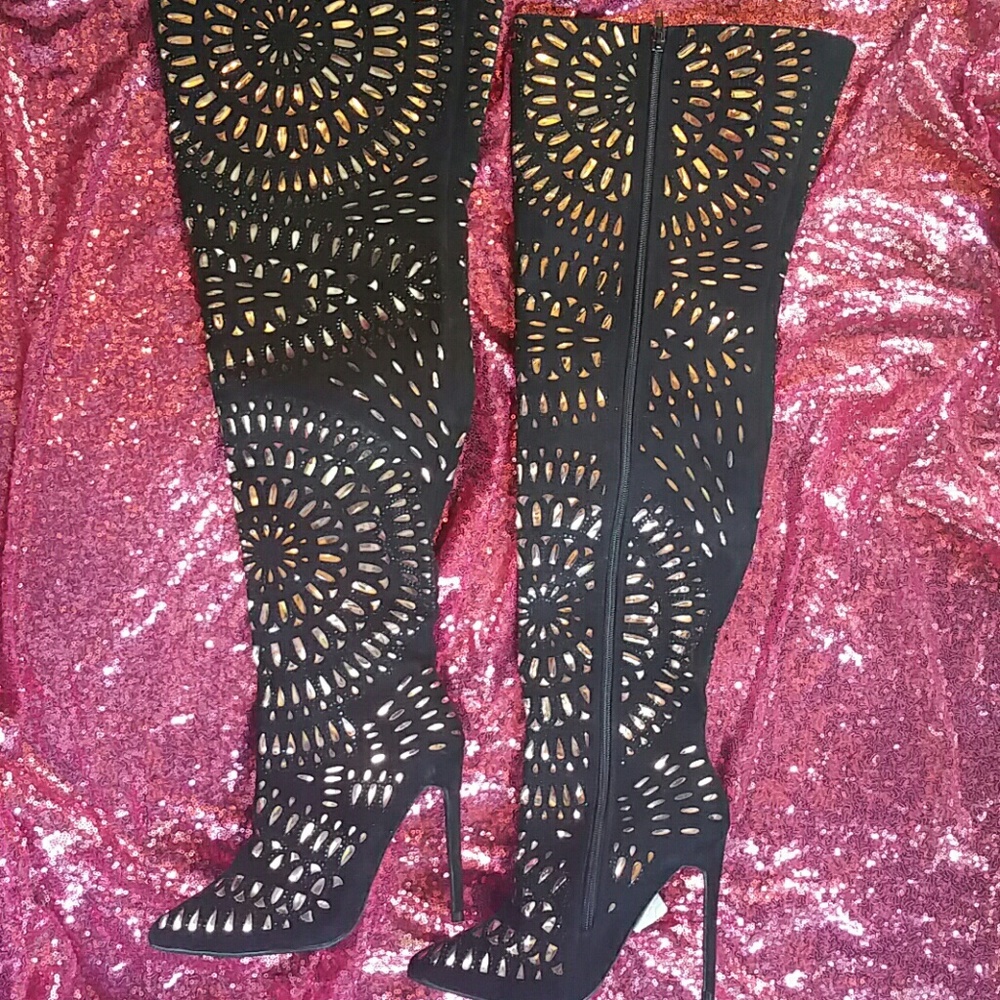VIGO FOINE Metallic Thigh boots